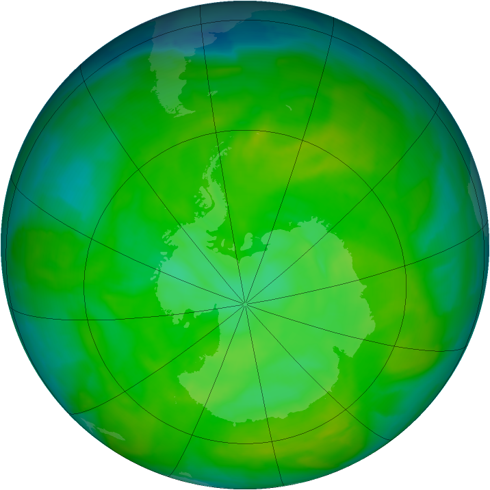 Antarctic ozone map for 06 December 2012